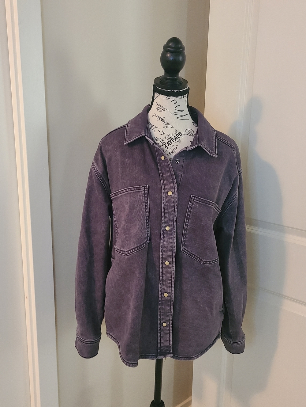 FarWest Denim Jacket Faded Black Size Med Snap Closure